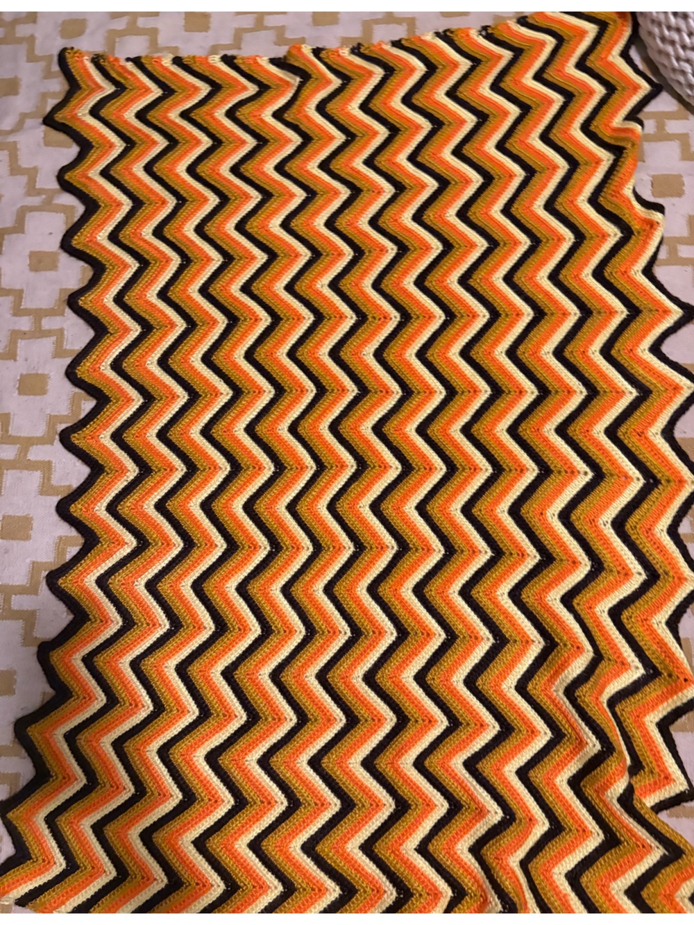 Small handmade afghan in beautiful fall colors